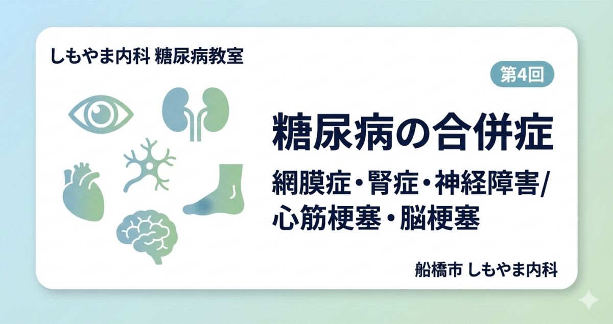 糖尿病教室④ 合併症は自覚症状なく進行（網膜症・腎症・神経障害など）｜しもやま内科
