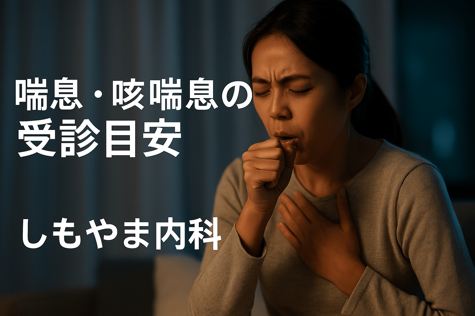 喘息・咳喘息の受診目安と内科での検査・治療フローのイメージ