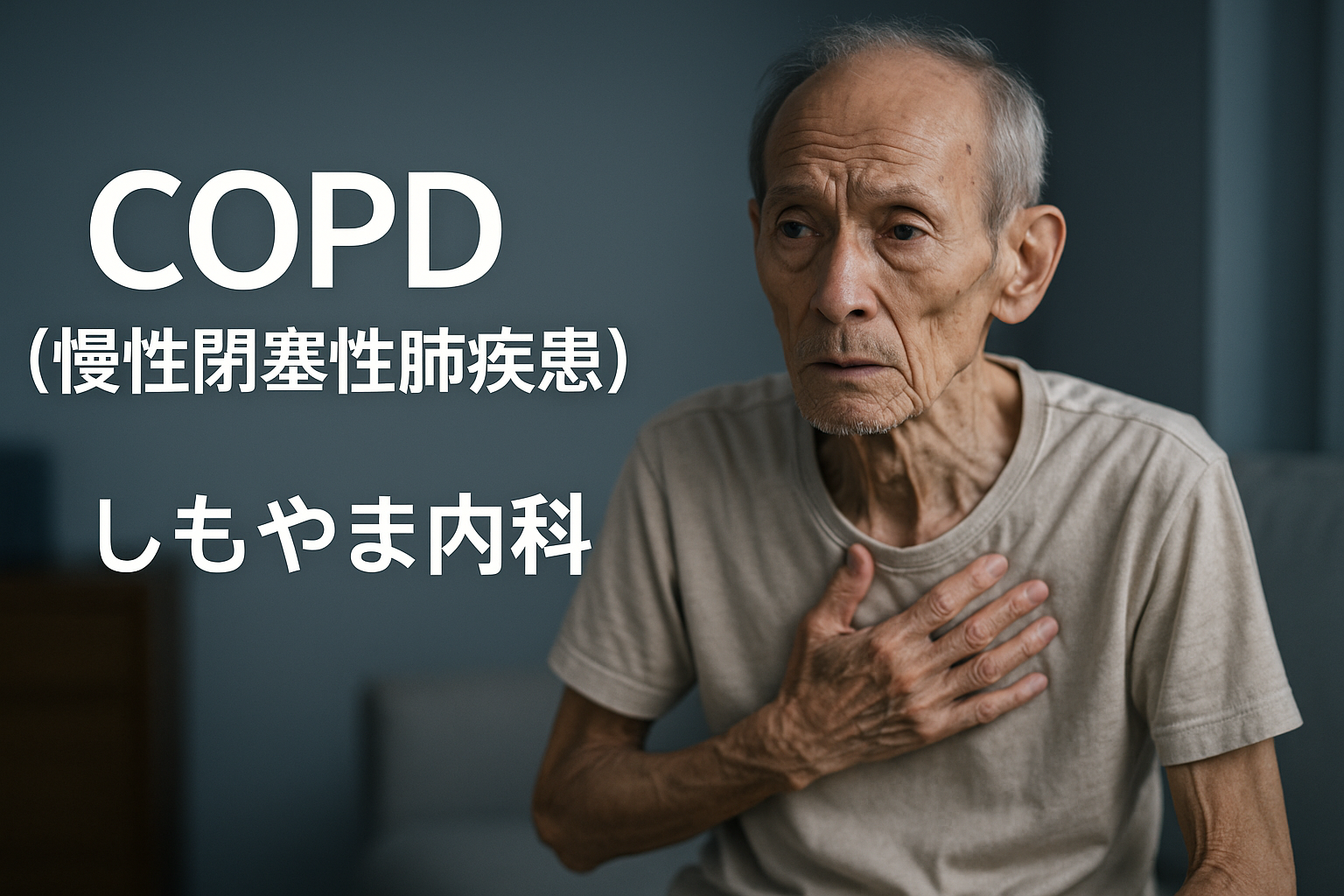 COPDの受診目安と内科での検査・治療フローのイメージ
