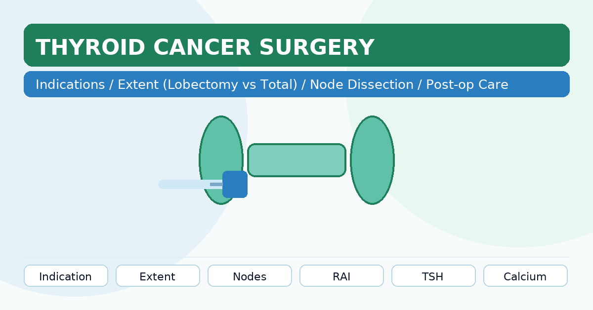 甲状腺がんの手術：適応・手術範囲（葉切除/全摘）・リンパ節郭清・合併症・入院・術後管理