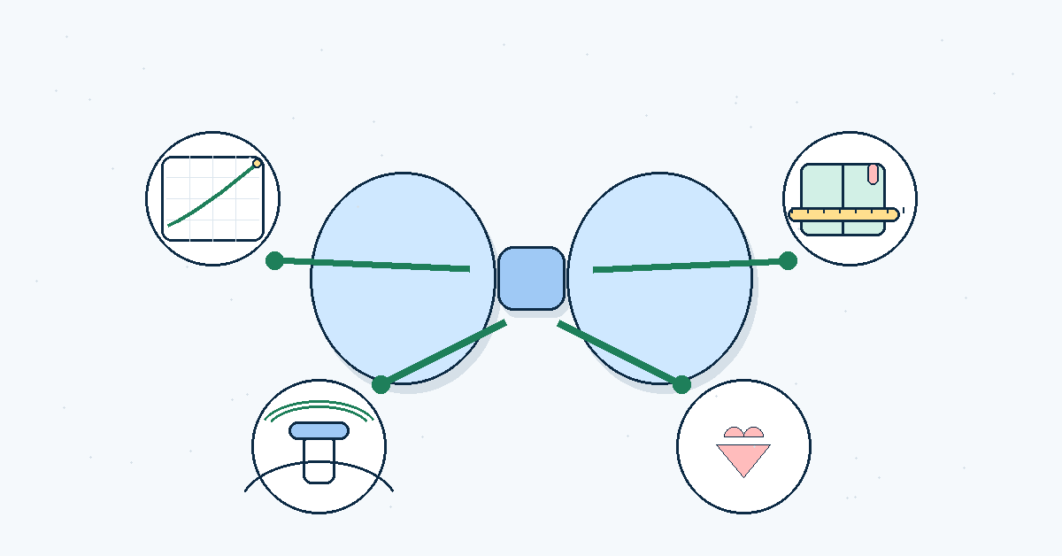 小児・思春期の甲状腺ハブのイメージ:中央の甲状腺から、成長曲線・学校(本と定規)・超音波プローブ・ハート(心拍)に線が伸び、小児特有の視点を示す図(しもやま内科)