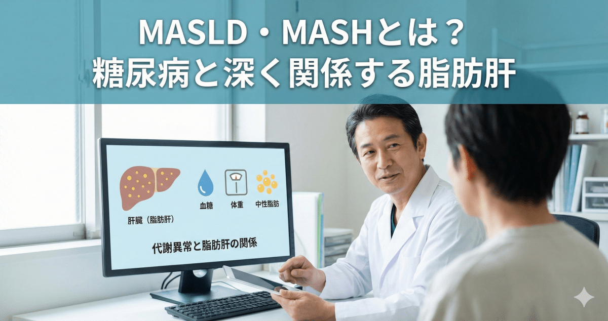 MASLD・MASH(旧NAFLD・NASH)とは?糖尿病と深く関係する脂肪肝を解説する医師のイメージ