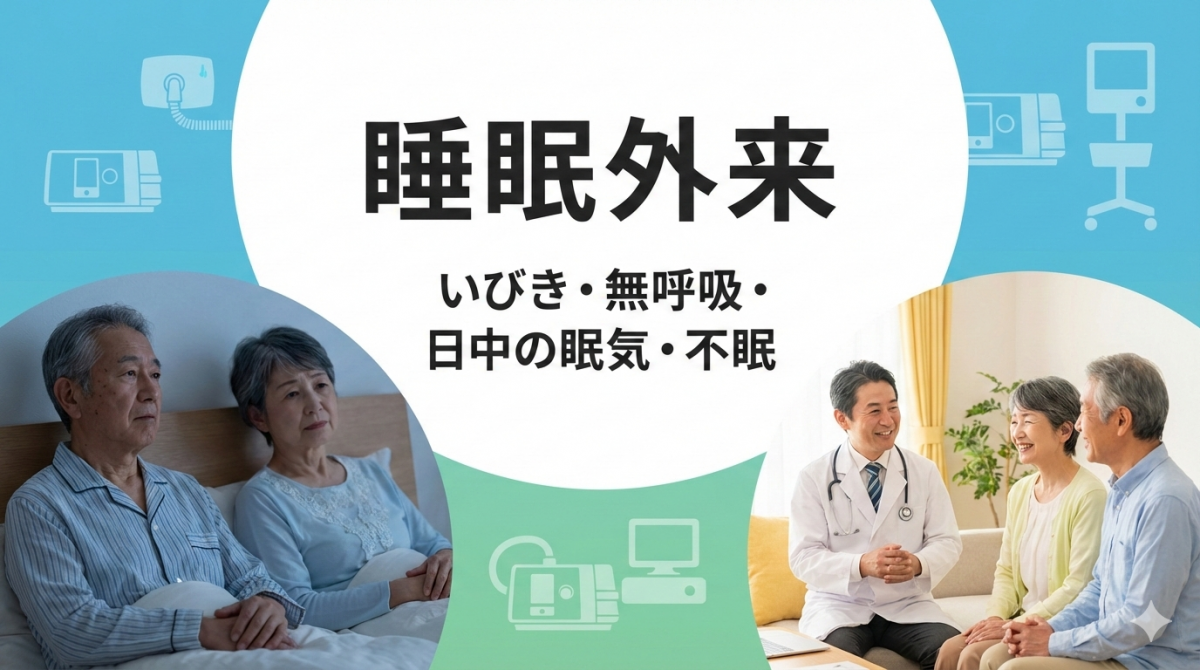 睡眠外来（いびき・無呼吸・日中の眠気・不眠）について、症状に悩む方が安心して相談できる内科クリニックのイメージ画像
