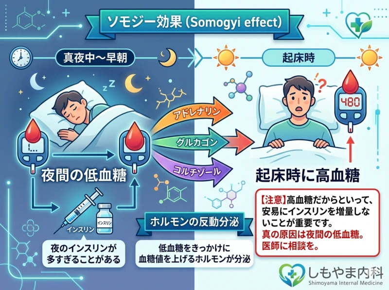 ソモジー効果の説明、しもやま内科